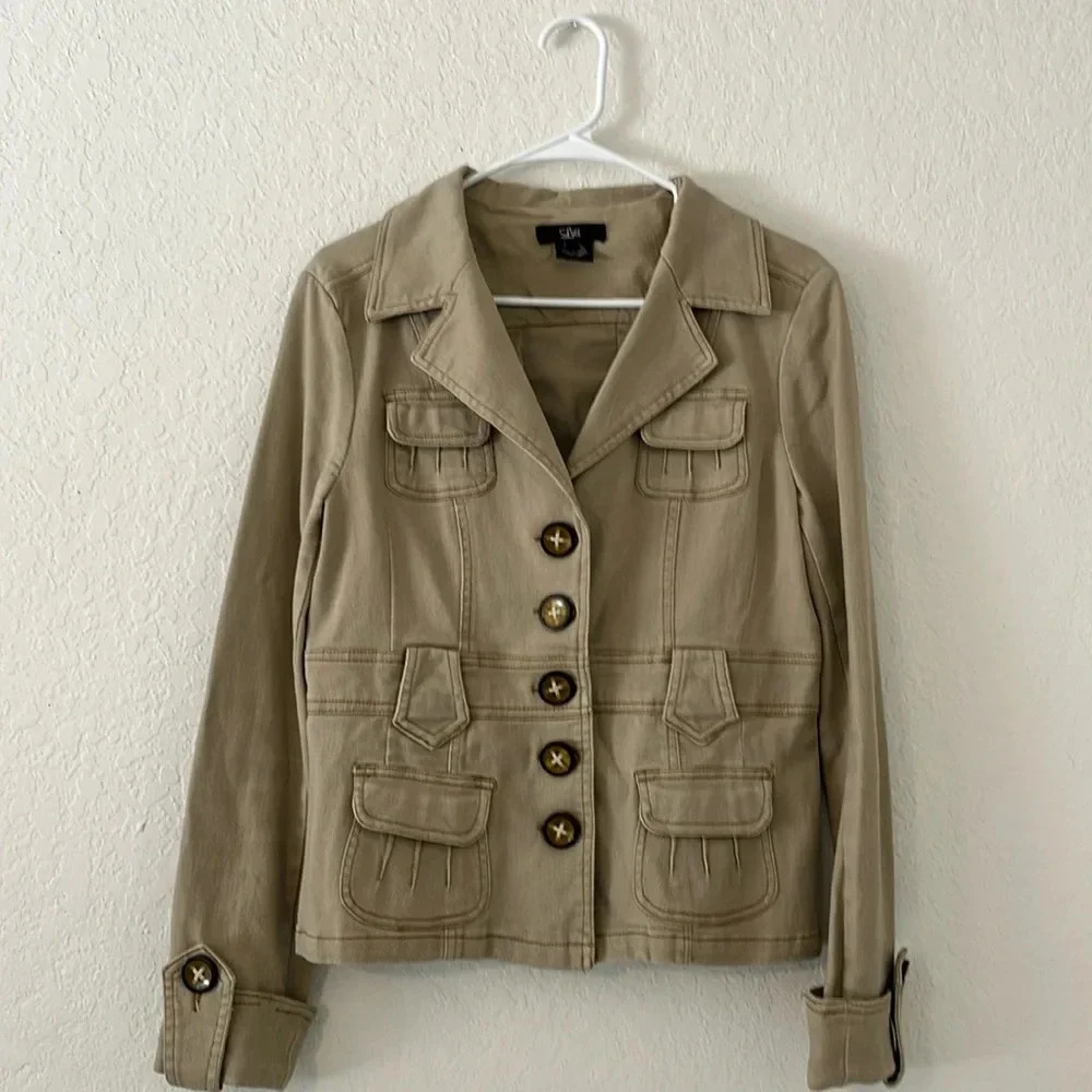 Luii jacket medium neutral jacket denim feel cotton‎ blend cute buttons pockets